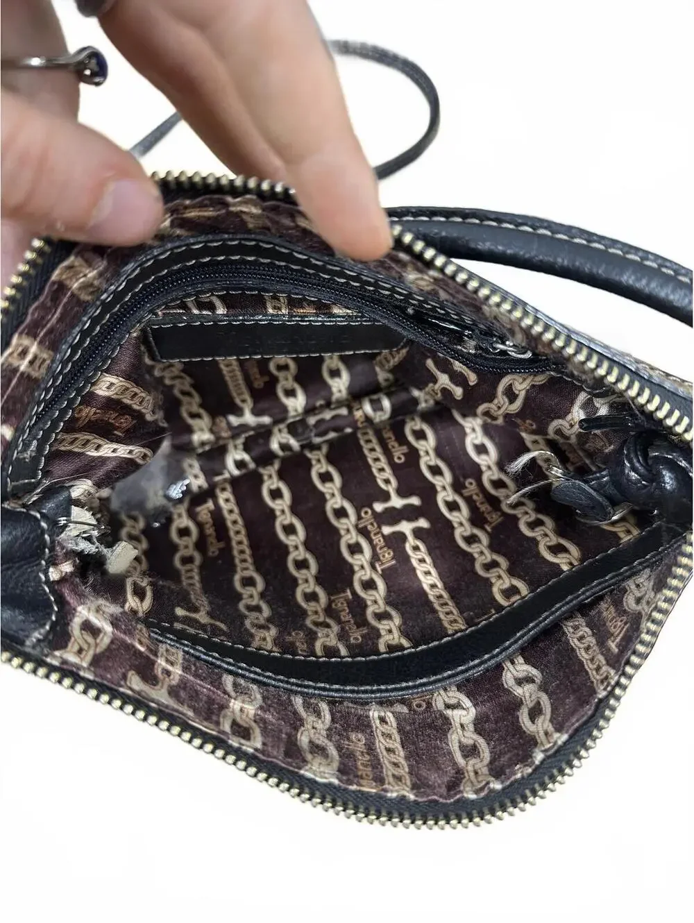 Tignanello Vintage Black Leather Crossbody Bag Y2K Mini Shoulder Purse - Picture 5 of 8
